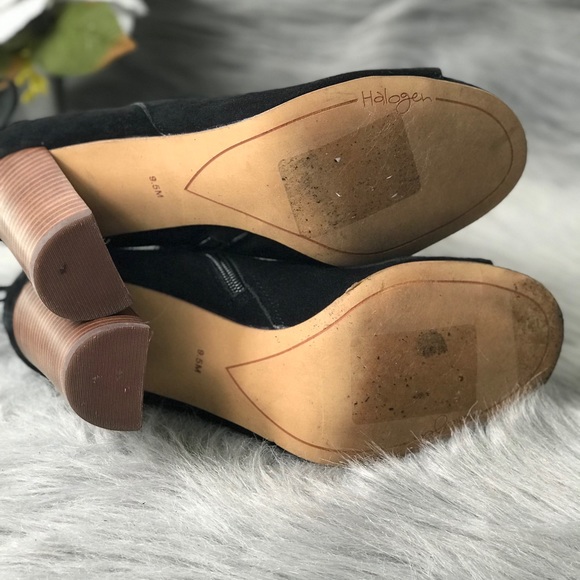 Halogen Open Toe Booties Back Suede Side ZIP - Picture 5 of 8